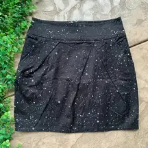 Tommy Hilfiger Metallic Splatter Print Mini Skirt Black Silver Gray Size 10