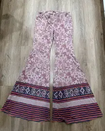Free People Flare Pull on printed Jersey pants Size XS
