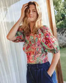 CLEOBELLA WOMEN TOPS SHORT‎ SLEEVE Aminah Color Panama Size Large