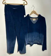 Electric & Rose Terry Cloth Sweatsuit Blue Ombré Medium NWT
