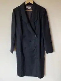 Vintage Karl Lagerfeld 100% Wool Brown Tuxedo Coat Dress Made In France