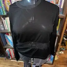 Brandy Melville black mesh midriff S Y2K grunge crop top