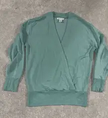 Athleta Blue‎ Purana V-Neck  Wrap Long Sleeve Sweatshirt Size Xs Oversized