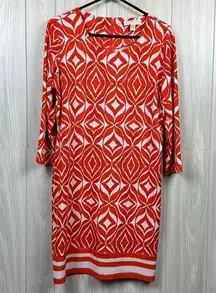 Michael Kors Womens Dress Large Stretch Pattern Modest Knee Length Mandala Busy