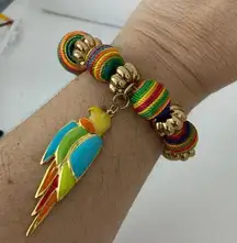 rainbow bead bracelet with parrot charm