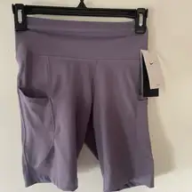 One Dri-Fit Purple High Rise 8” Length Athletic Biker Shorts Sz S NWT