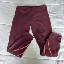 Lululemon All Meshed Up Leggings Maroon Pink Mesh Womens 8 Yoga Activewear