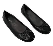 Vionic Womens Black Minna Leather Sequin Cap Toe Bow accents ballet Flats size 8