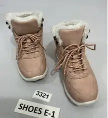 Womans Pink Booties Eu 38 Us 8 Lace Up Fur Linedankle Height