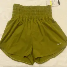 Smocked High Waist Running Shorts Small Chartreuse Training Loose Fit