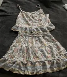 Floral Tank Top and Ruffle Skirt Set