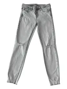 Zara Basic Z1975 Cut Off Hem Distressed Gray Jeans‎