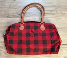 Red and Black Buffalo Plaid Tote Bag Monogrammed S