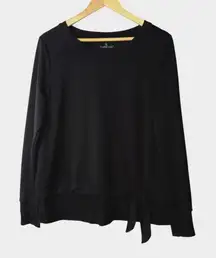 Cuddl Duds Bow Tie-Waist Pullover Top Long Sleeve Athleisure Black Size‎ Medium