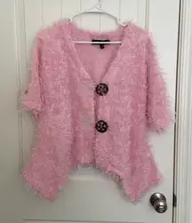 Mirror Image women’s light pink fuzzy button sweater jacket‎ medium