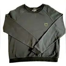 Black Kittenish Crewneck Sweatshirt, Gold cat Logo & logo written on back, SZ LG