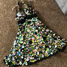 Colors Size 6 Halter Iridescent Shimmer Sequin Disc Party Dress Homecoming NWT