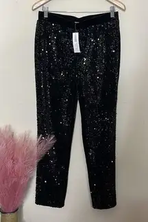 nwt // chicos sequin velvet tapered ankle pull on dress pants