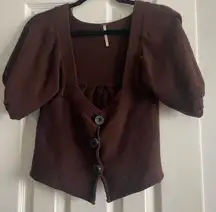 Free People  brown button-up sweater