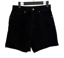 Zara Black Denim High Waisted Mom Shorts