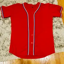 Morgan Wallen Rhinestone Short Sleeve Button Up Baseball Jersey Red Medium