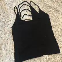 Emma & Sam LF Black Ribbed Open Back Tank Size XS