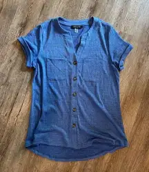 Cable & Gauge Short Sleeve Button Down Short Sleeve Womens Size Medium Blue