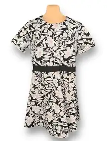 Leota Mackenzie Dress Black Dark Floral Detail Fit And Flare Jacquard Mini 3X