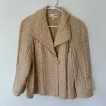 St. John Collection Cream Metallic Crocodile Print Suit Jacket Blazer Button