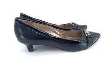 Circa Joan & David Black With Gold Buckle Pointy Shoe Dressy Heels Size 7.5