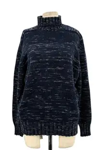 JOSEPH‎ Navy Blue Heathered Wool Turtleneck Sweater Size Medium