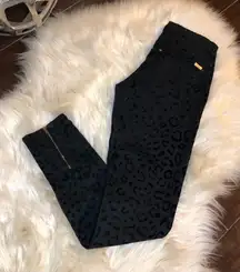 Zara Woman Pants w/ burnout Velvet Cheetah Print Skinny 4
