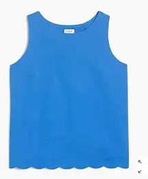 J.Crew  Scalloped Trim Crossover Open Back Sleeveless Tank Top Blue XS