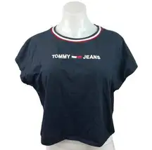 Tommy Hilfiger Tommy Jeans Black Crew Neck Short Sleeve Boxy T-Shirt Crop Top M