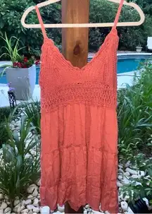 Charlotte Russe NWT  Spaghetti Strap Coral Crochet Summer Sundress Sz XL