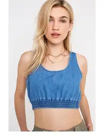 NWT UO BDG Pipa Denim Crop Top Blue Medium