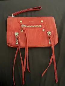 BOTKIER Orange Leather Bag Wristlet Clutch - EUC