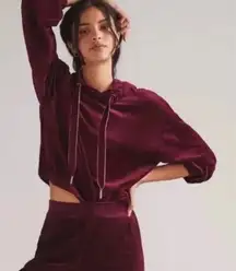 Anthro Daily Practice plum Velour track Y2K Hoodie Pullover Sweatshirt M