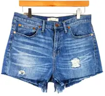 Madewell Straight Crop Intentionally Distressed Frayed Denim Shorts Size 30