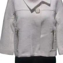 Cache Textured Swing Lined Jackie O Vented Jacket Top New Off White $178 NWT