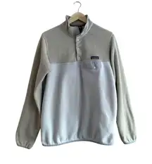 Patagonia Synchilla Women Snap-T Fleece‎ Jacket Size Large Gray Beige Colorblock
