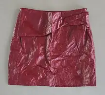 Zara Faux Leather Shiny Red Mini Skirt Size S