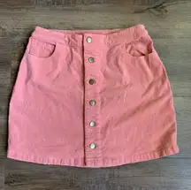 Pink Corduroy Mini Skirt