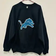 Detroit LionsNFL Black Sweatshirt with sequin sparkle Blue Lion Logo! Size XXL