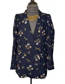 H&M  Navy Floral Double Breasted Blazer Size 2