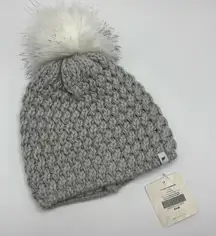 Fabletics Chunky Pom Beanie Knit Hat Cloud Gray