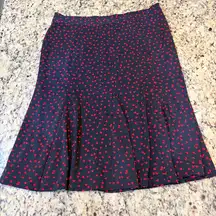 Talbots Dark Blue Skirt with Red Heart Design