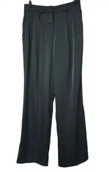 Ella Rafaella Pleated Wide Leg Pants Emerald Green Size 6 TJ962 Silk Like