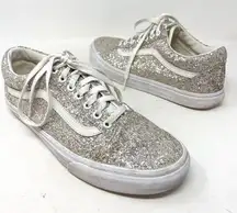 Vans  Old Skool Glitter Moss Gray/True White Metallic Lace Up sneaker size 43