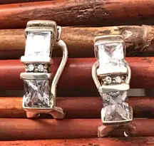 Silpada Sterling Silver Cubic Zirconia Clip on Hoop Earrings